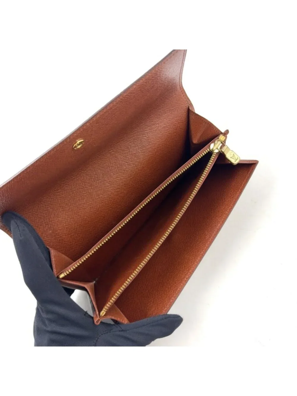 Louis Vuitton Portefeuille Cles Monogram Leather Brown Wallet Gold